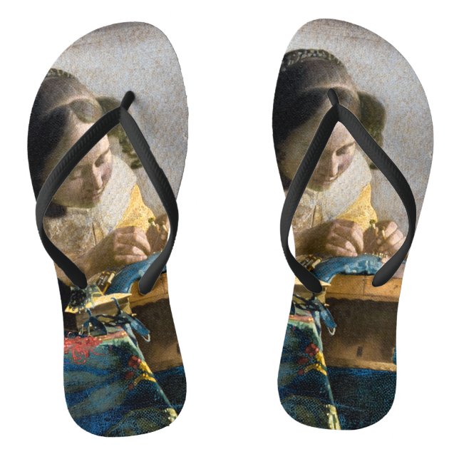 Johannes Vermeer - Der Lacemaker Flip Flops (Fußbett)
