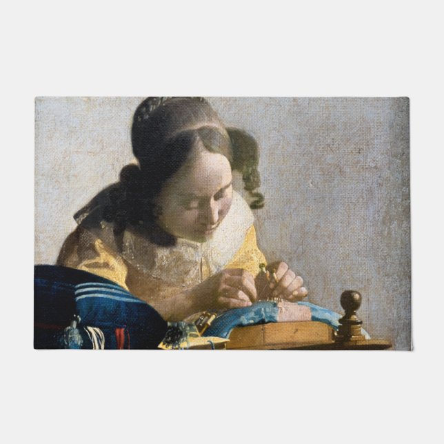 Johannes Vermeer - Der Lacemaker Fußmatte (Vorderseite)