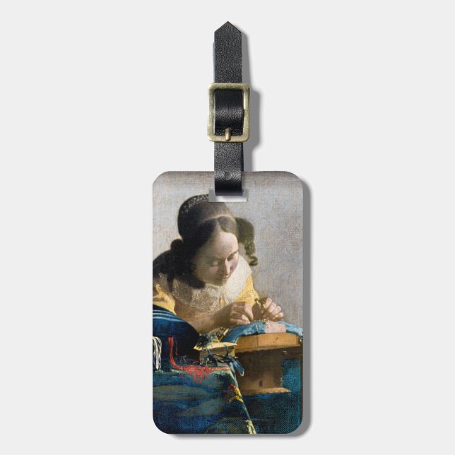 Johannes Vermeer - Der Lacemaker Gepäckanhänger (Vorderseite vertikal)