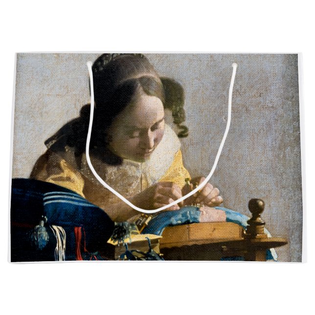 Johannes Vermeer - Der Lacemaker Große Geschenktüte (Vorderseite)