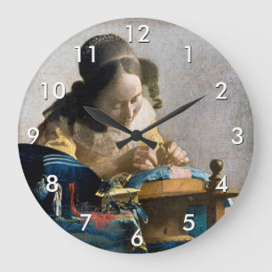 Johannes Vermeer - Der Lacemaker Große Wanduhr