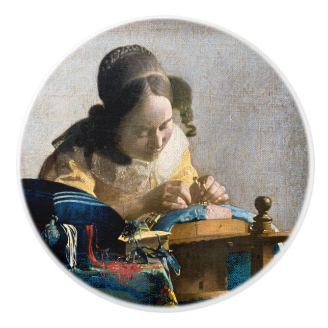 Johannes Vermeer - Der Lacemaker Keramikknauf (Vorderseite)