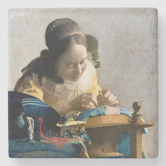 Johannes Vermeer - Der Lacemaker Steinuntersetzer (Vorderseite)
