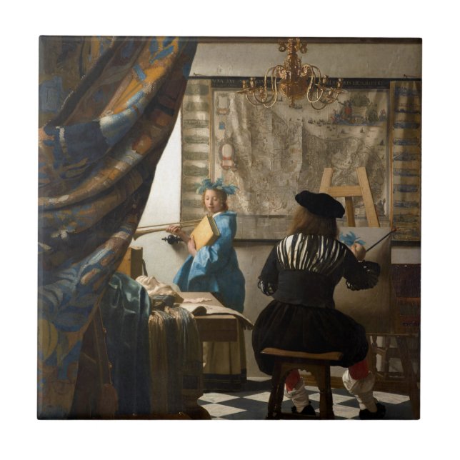 Johannes Vermeer - Die Allegorie des Malens Fliese (Vorderseite)