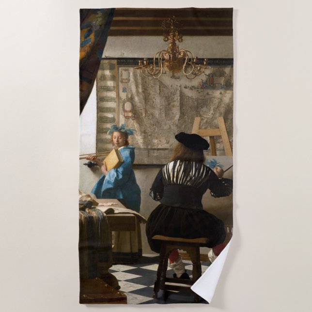 Johannes Vermeer - Die Allegorie des Malens Strandtuch (Vorderseite)