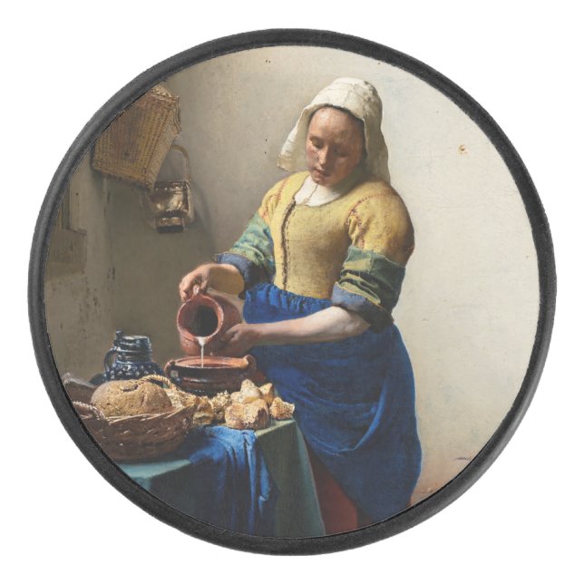 Johannes Vermeer - Die Milchmädchen Eishockey Puck (Vorderseite)