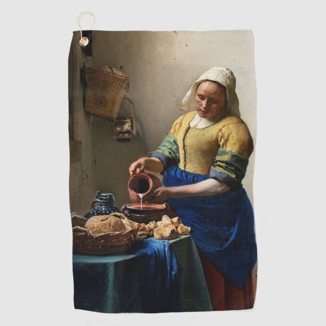 Johannes Vermeer - Die Milchmädchen Golfhandtuch (Vorderseite)