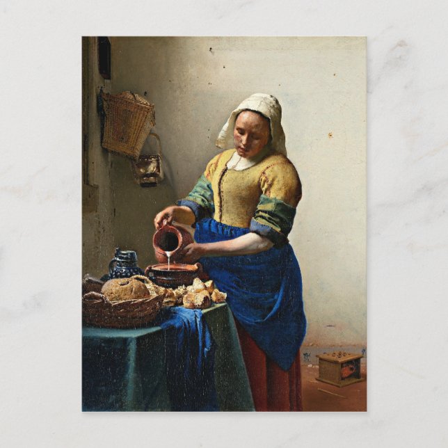Johannes Vermeer, die Milchmädchen Postkarte (Vorderseite)