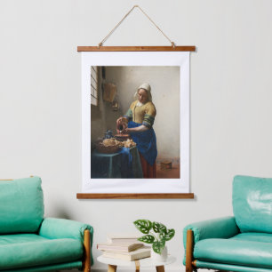 Johannes Vermeer, die Milchmädchen Wandteppich Mit Holzrahmen