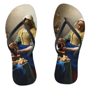 Johannes Vermeer - Die Milchmagd Flip Flops