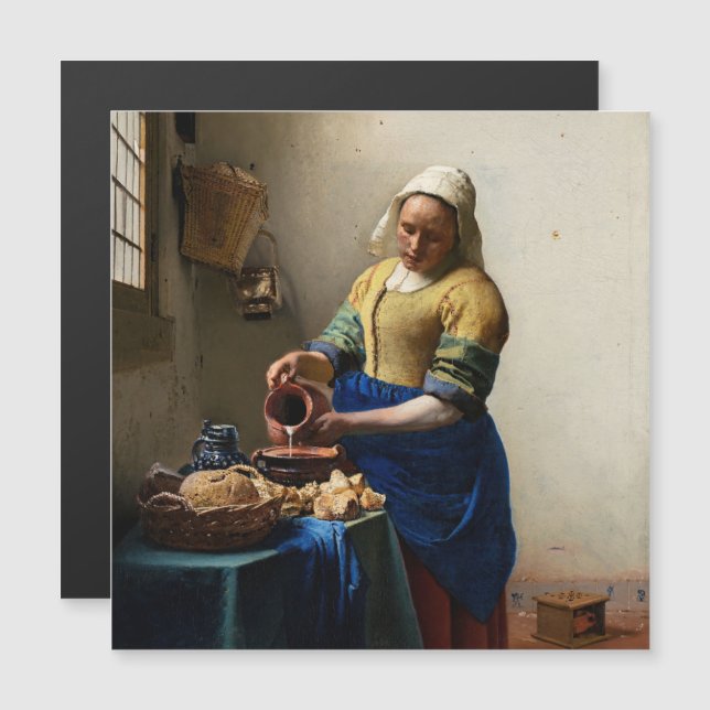 Johannes Vermeer - Die Milchmagd-Magnetkarte Magnetkarte (Vorne/Hinten)