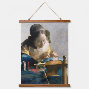 Johannes Vermeer - Die Spitzenklöpplerin Wandteppich Mit Holzrahmen