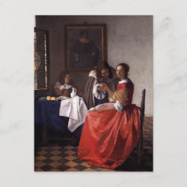 Johannes Vermeer - Eine Frau und zwei Herren Postkarte