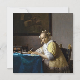 Johannes Vermeer - Eine Lady, die einen Brief schr Dankeskarte