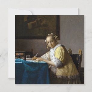 Johannes Vermeer - Eine Lady, die einen Brief schr Einladung