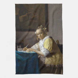 Johannes Vermeer - Eine Lady, die einen Brief schr Geschirrtuch