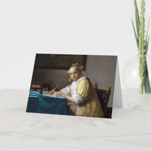 Johannes Vermeer - Eine Lady, die einen Brief schr Karte