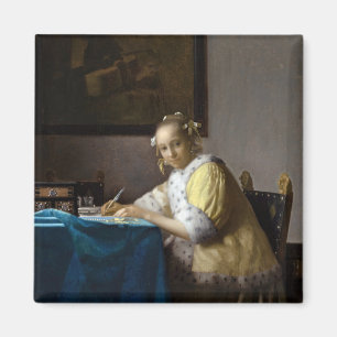 Johannes Vermeer - Eine Lady, die einen Brief schr Magnet