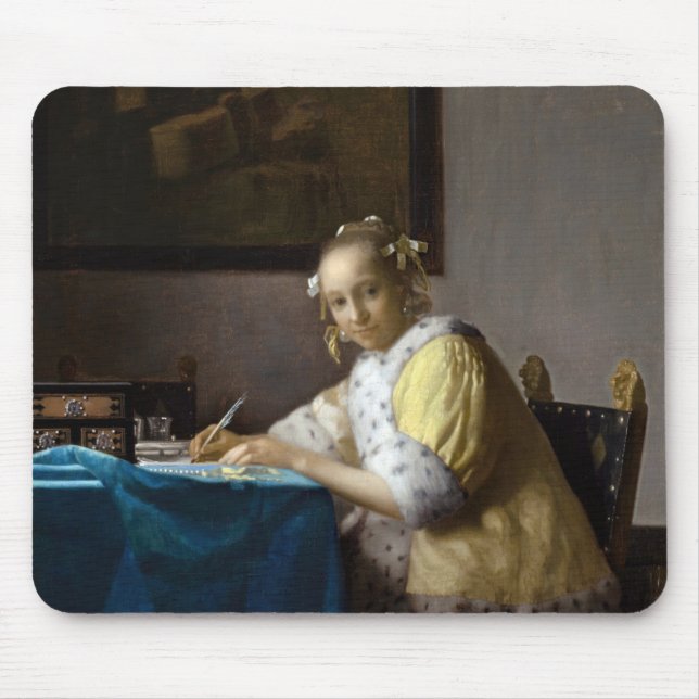 Johannes Vermeer - Eine Lady, die einen Brief schr Mousepad (Vorne)