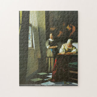 Johannes Vermeer - Frau mit Boten Puzzle