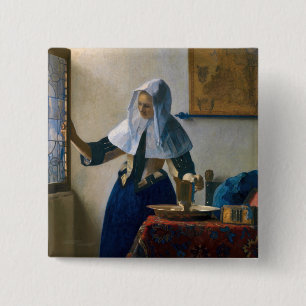 Johannes Vermeer - Frau mit Wasserpitcher Button