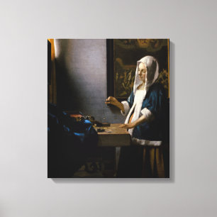 Johannes Vermeer - Frauen, die ein Gleichgewicht h Leinwanddruck