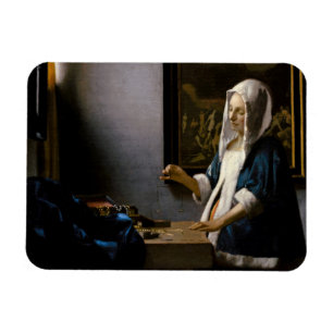 Johannes Vermeer - Frauen, die ein Gleichgewicht h Magnet