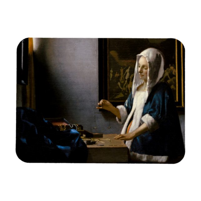 Johannes Vermeer - Frauen, die ein Gleichgewicht h Magnet (Horizontal)