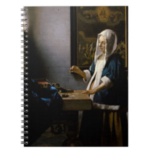 Johannes Vermeer - Frauen, die ein Gleichgewicht h Notizblock