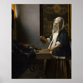 Johannes Vermeer, Frauen, die ein Gleichgewicht ha Poster