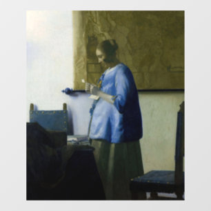 Johannes Vermeer - Frauen in blau lesen einen Brie Fensteraufkleber