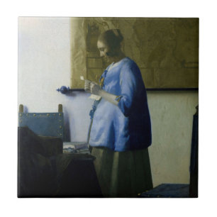 Johannes Vermeer - Frauen in blau lesen einen Brie Fliese