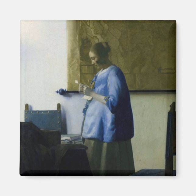 Johannes Vermeer - Frauen in blau lesen einen Brie Magnet (Vorne)