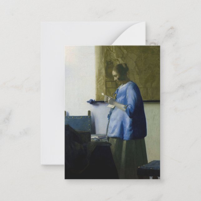 Johannes Vermeer - Frauen in blau lesen einen Brie Mitteilungskarte (Vorderseite)