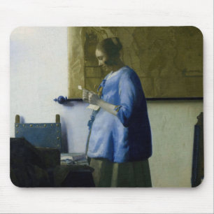 Johannes Vermeer - Frauen in blau lesen einen Brie Mousepad