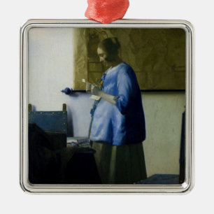Johannes Vermeer - Frauen in blau lesen einen Brie Ornament Aus Metall