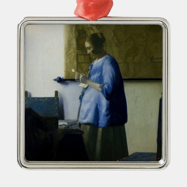 Johannes Vermeer - Frauen in blau lesen einen Brie Ornament Aus Metall (Vorne)