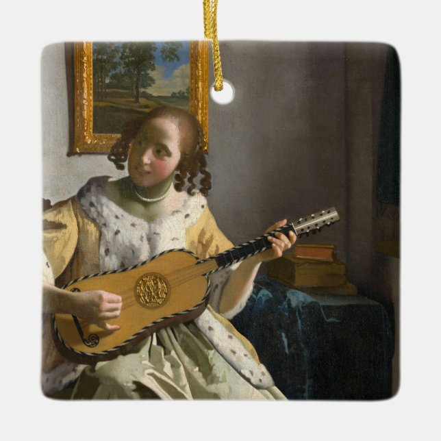 Johannes Vermeer - Gitarrenspieler Keramikornament (Vorderseite)