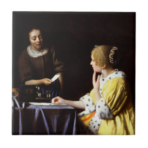 Johannes Vermeer - Herrin und Dienstmädchen Fliese