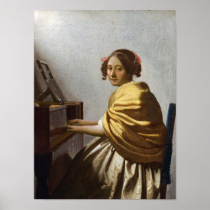 Johannes Vermeer - Junge Frau am Virginal Poster