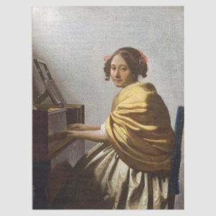 Johannes Vermeer - Junge Frau am Virginal Seidenpapier
