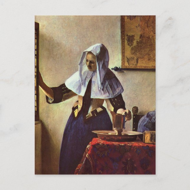 Johannes Vermeer - Junge Frau mit einem Wasserkrug Postkarte (Vorderseite)