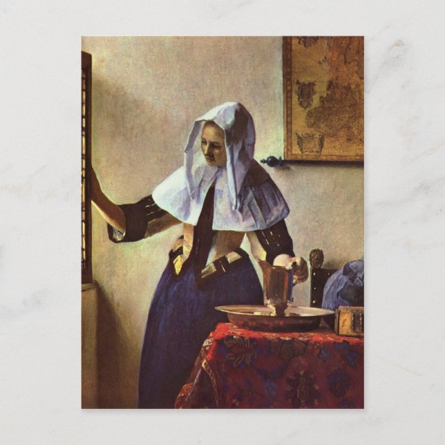 Johannes Vermeer - Junge Frau mit einem Wasserkrug Postkarte (Vorderseite)