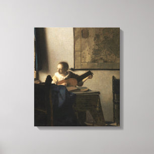 Johannes Vermeer - Junge Frau mit Laute Leinwanddruck