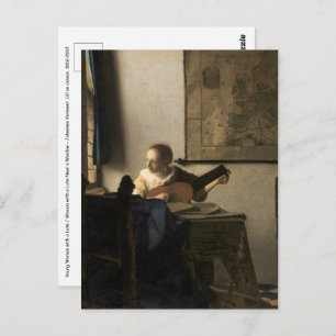 Johannes Vermeer - Junge Frau mit Lute Postkarte