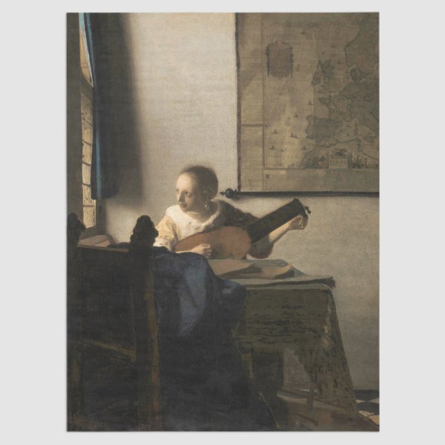 Johannes Vermeer - Junge Frau mit Lute Seidenpapier (Von Creator hochgeladen)