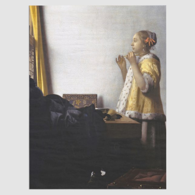 Johannes Vermeer - Junge Frau mit Pearl Necklace Seidenpapier (Von Creator hochgeladen)