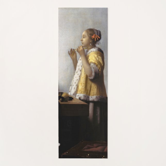Johannes Vermeer - Junge Frau mit Pearl Necklace Yogamatte (Vorderseite)