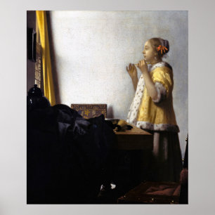 Johannes Vermeer - Junge Frau mit Perlenhalskette Poster