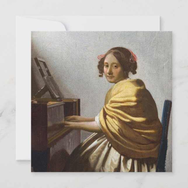 Johannes Vermeer - Junge Frau sitzt bei Virginal Einladung (Vorderseite)